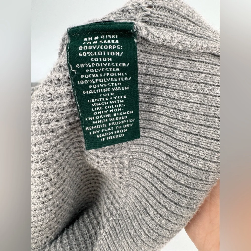 Ralph Lauren LRL Women’s Sz L Gray Sweater Pickets Drawstring 1/4 zip - Picture 7 of 7